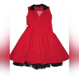 Hearts & Roses Polka Dot  Rockabilly Pinup Dress US Size 12